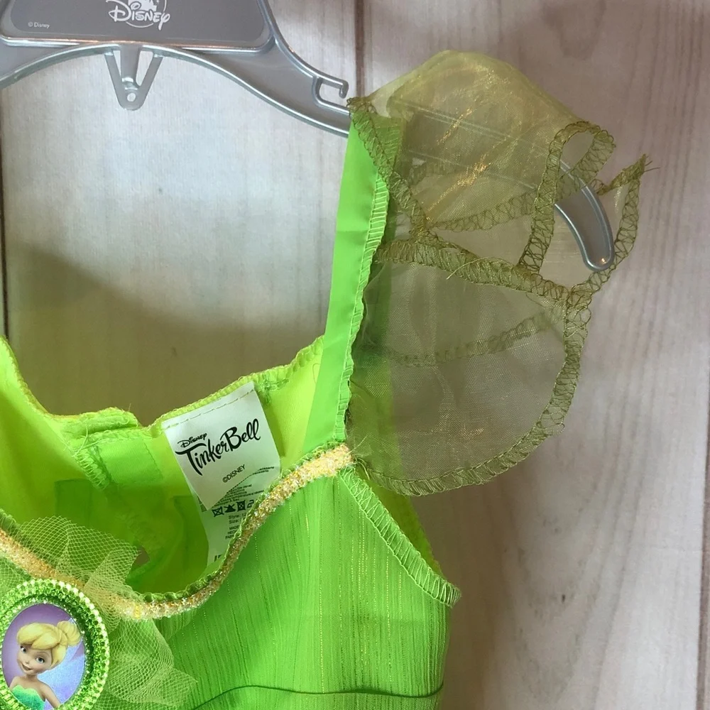 Disney Tinker Bell Lime Green Halloween Costume Dress Girls Small 4-6x NWOT
